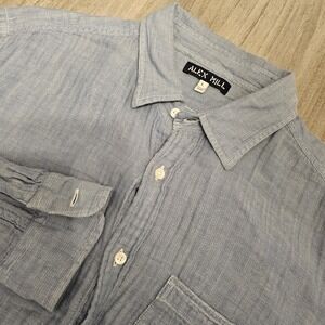 Alex Mill Shirt Mens Large Denim Blue Button Down Cotton Long Sleeve